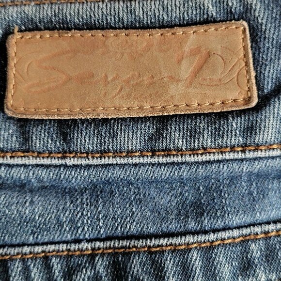 Seven7 Skinny Jeans Size 30 30X28 Blue Lightly Distressed Stretch Denim - Picture 7 of 11